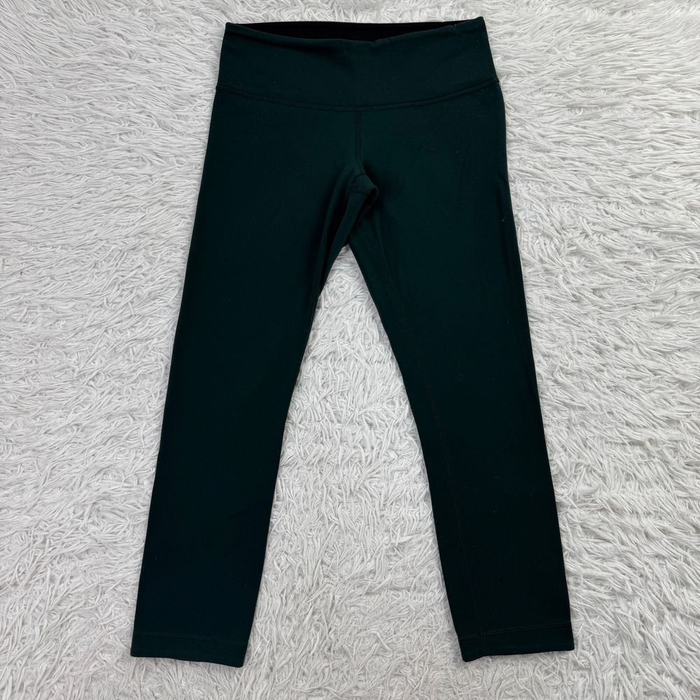 Lululemon Pants Womens 4 Green Leggings Cropped Stretch Yoga Gym Athleisure